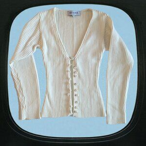 musier white knitted ribbed cardigan